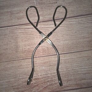 Vtg Ekco Kitchen Tongs 8.5"‎ Silver Classic Cooking Baking Utensil Tool